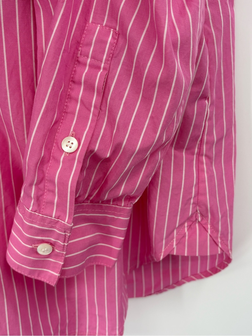 Sézane Max Oversized Pink Stripe Organic Cotton Button Down Shirt FR 44 US 12 - Picture 12 of 16